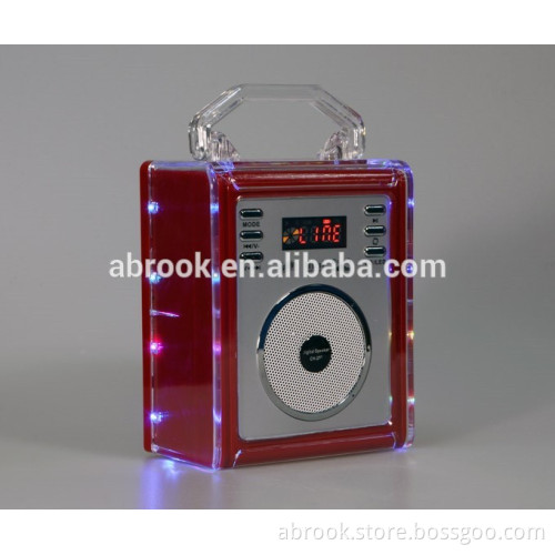 Crystal super bass portable mini led speaker with usb charger